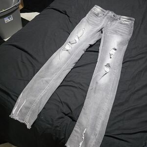 Jeaniologie Distressed Gray Jeans, US 4